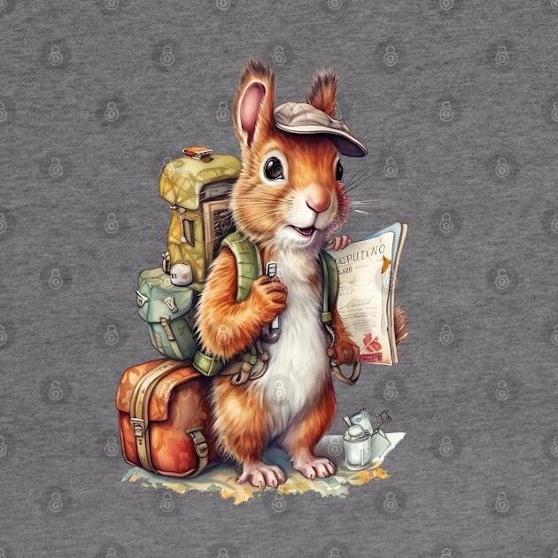 Watercolor Adventure Squirrel #2 by Chromatic Fusion Studio